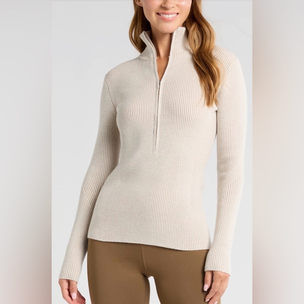 Zella Après Ski Half Zip Rib Sweater Size Small - Picture 2 of 9